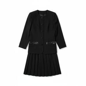 Vintage Talbots Depeche Black Drop Waist Pleat Skirt Dress - Size 6